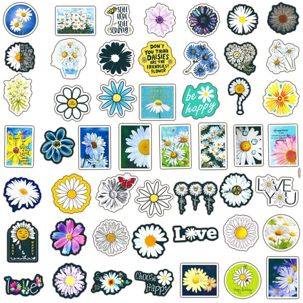 150 Vanntette Daisy Doodle Klistremerker