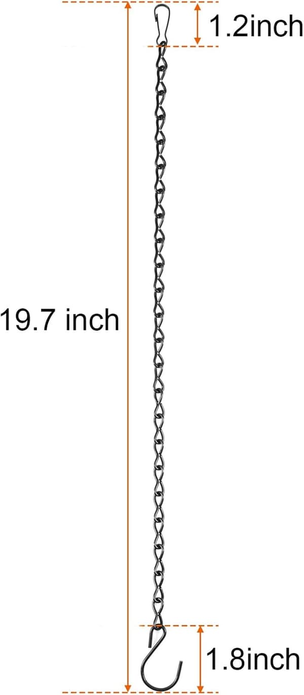 2-pak hængekæde til fuglefoderautomater, plantekasser, lanterner og ornamenter (24,1 cm, sort), sort