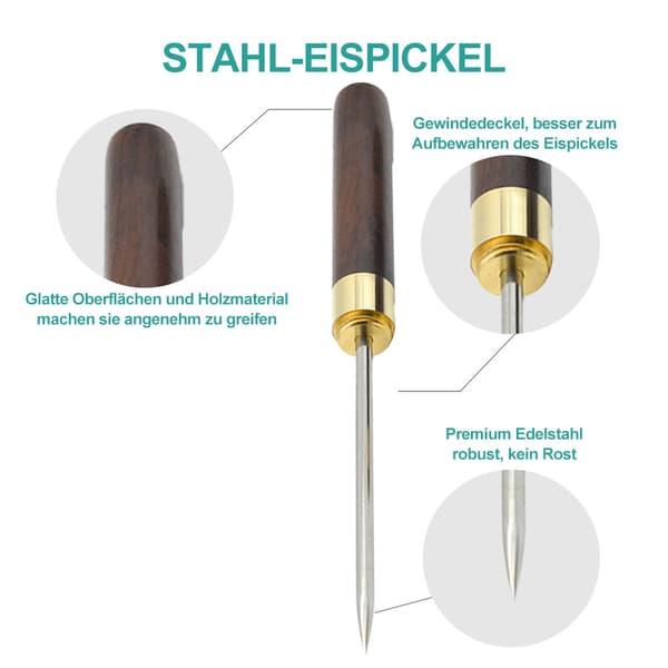 Ispikke Trehåndtak Rustfritt Stål Isknuser Ispikke Verktøy