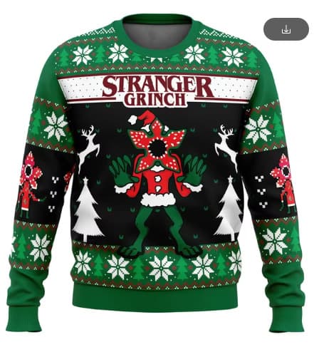 Stranger Things Grim Juletrøje, Juletrøje Gave, Julemand Pullover, 3D Hættetrøje og Top til Mænd, Efterår/Vinter Stil 2XL