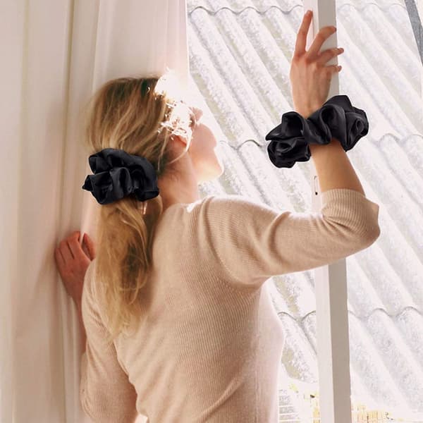 Hårstrikker Silke Scrunchies Sateng, Hårstrikk Myk Elastisk Silke