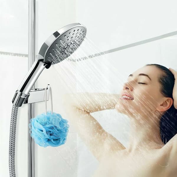 Justerbar dusjholder (16-25 mm). Dusjholder for dusjhode med sideknapp og ekstra gummipute - ABS-plast - Krom