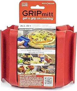 Grill- och kökshandske i silikon, 2-pack (Small/Medium, röd)