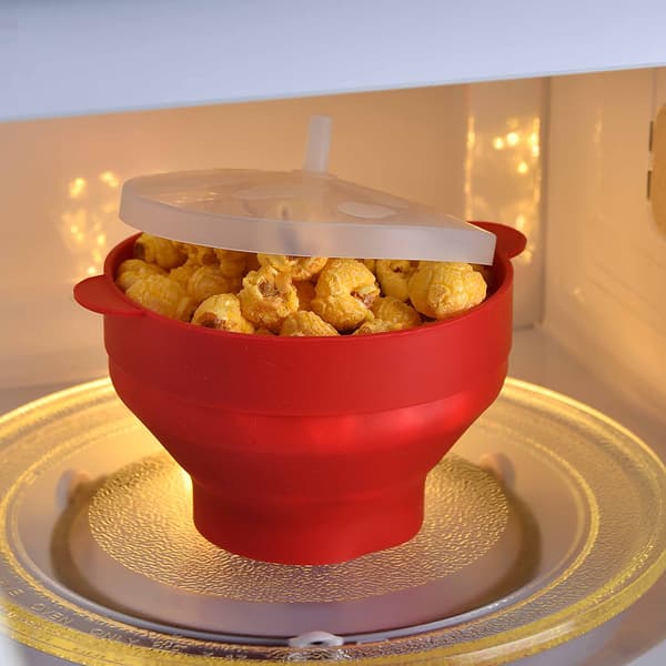 Foldbar Popcorn Skål - Mikrobølge Popcorn - Blå