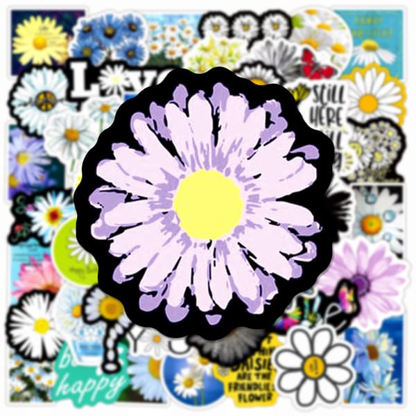 150 Vanntette Daisy Doodle Klistremerker