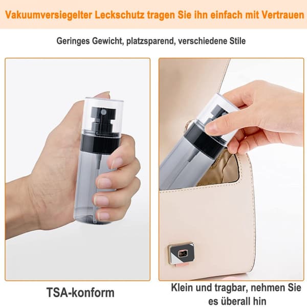 Sprayflaske lille, parfumeforstøver, bærbart rejsesæt med flasker