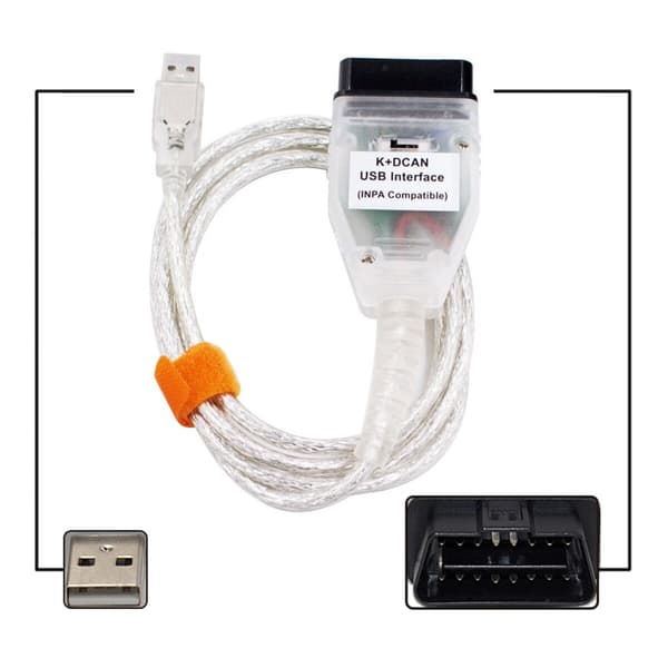 K+DCAN USB OBD2 Diagnostisk Kabel med Switch FT232RL Chip INPA Programmeringsscannerkabel til BMW Bildiagnose med Driver-CD