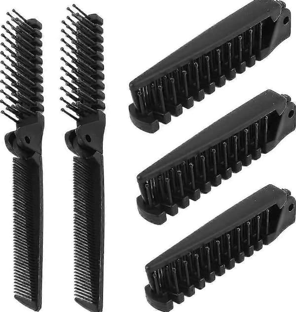 Vikbar hårborste, 5-pack bärbar resehårborste hårkam, vikbar plast