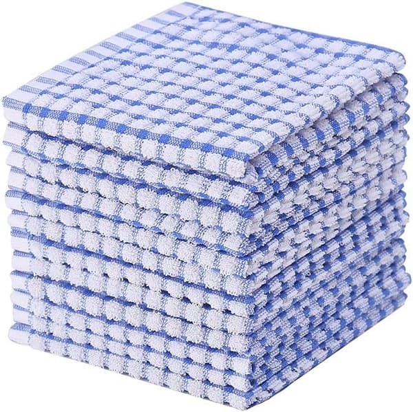 Kökshanddukar Bulk 100% Bomull Disktrasor, Diskhandduksset för Skrubbning, 28x43 cm, 12 Stycken (Blå)