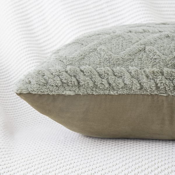 Sæt med 2 bløde korte uldfleece dekorative pudebetræk luksusstil pudebetræk til sofa til soveværelse grøn 30x50 cm rektangulær
