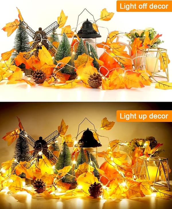 2-pack upplyst höstgirlang, totalt 5,9 m 40 LED höstljusslinga