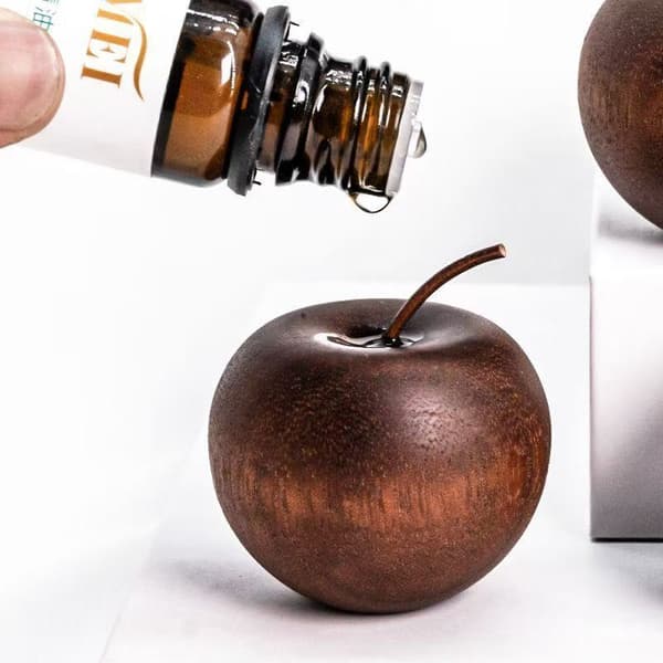 4 stk. massivt træ æbleformet diffuserpynt, duft træ aroma diffuser indretning, dekorativ aromaterapi pynt til stue soveværelse