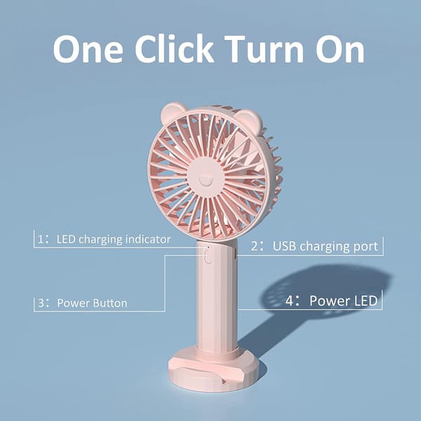 Ventilator manuel, Gsedaox, 3 hastigheder, Pink