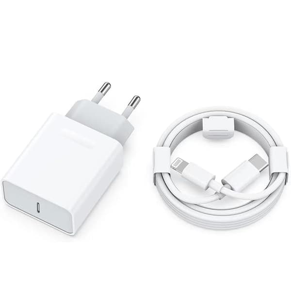 iPhone Hurtigoplader USB C Strømadapter 20W + 2m Kabel (Hvid)