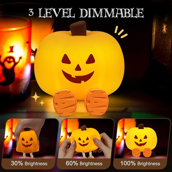 Sød Halloween Græskar Natlampe Genopladelig til Børneværelset