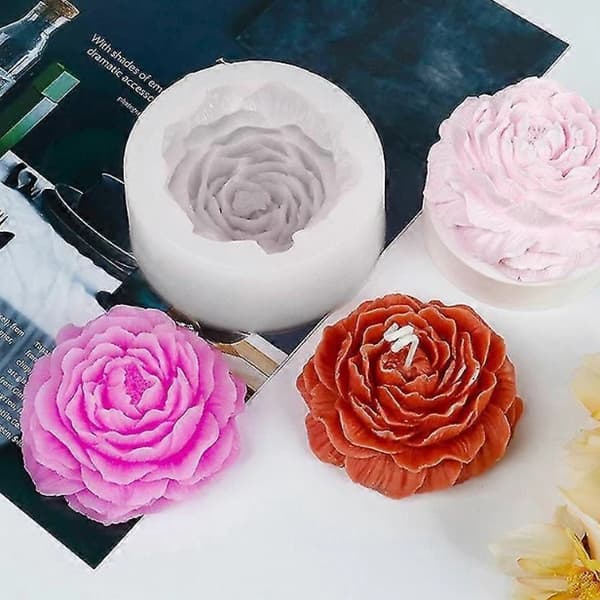DIY Stor Peonblomst Lys Silikonform Lysfremstilling Håndverk Bakeformer