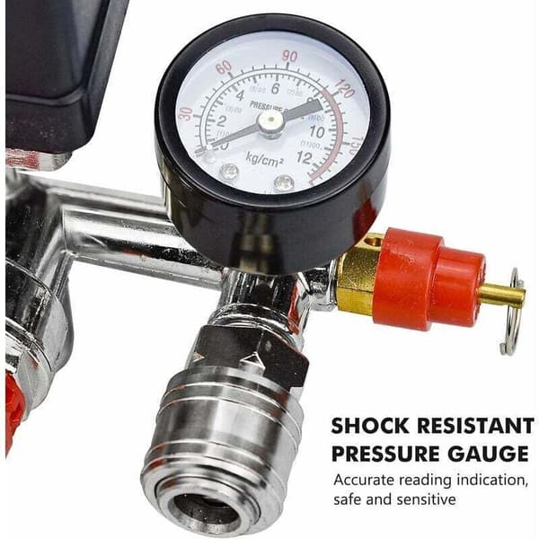 Luftkompressor med tryckströmbrytare och styrenhet – tryckområde 90-125 psi – tryckmätare 0-180 psi – enkel installation