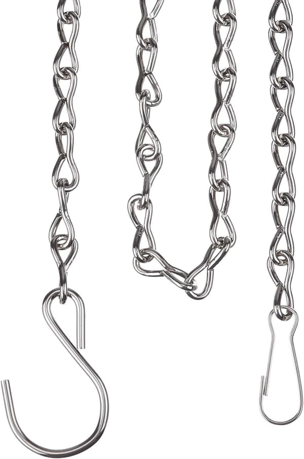 2-pak hængekæde til fuglefoderautomater, plantekasser, lanterner og ornamenter (24,1 cm, sort), sølv