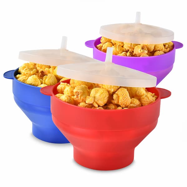 Foldbar Popcorn Skål - Mikrobølge Popcorn - Blå