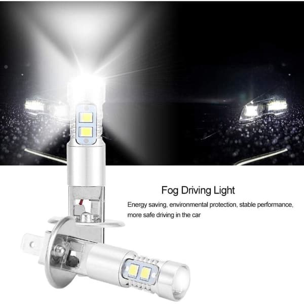 Super White 100W LED frontlyspærer Kit Tåkelys Kjørelys 2X H1 6000K
