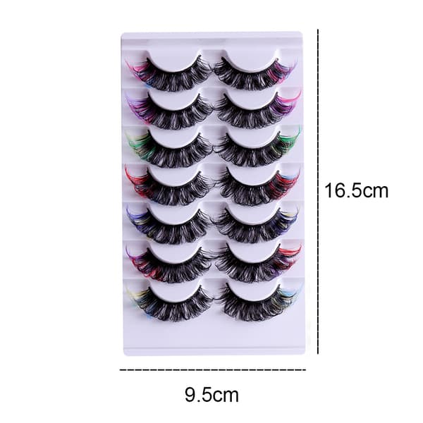 7 par farvede vipper makeup vipper, vipper med farve, regnbue øjenvipper til makeup vippe extensions