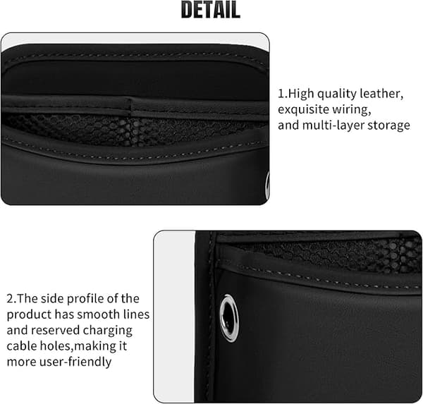 Bil Side Lomme Organizer – Universal PU Læder Telefonholder, Bilsæde Opbevaringstilbehør (Sort)