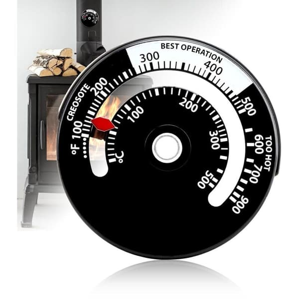 Magnetisk termometer för kaminer och eldstäder - Ved- och pelletskaminrör och topp (vit)