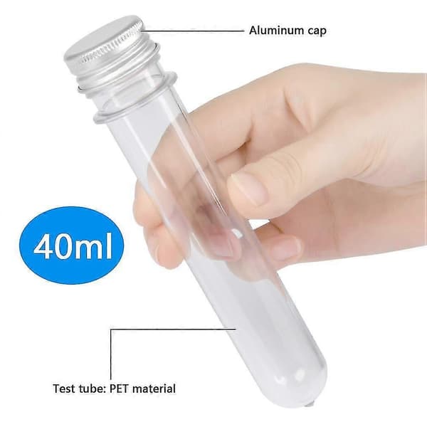 30 st 40 ml plastprovrör med skruvlock återanvändbara transparenta behållarrör transparenta provrör