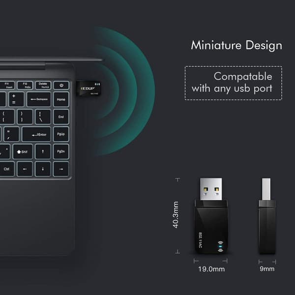 1300 Mbps USB 3.0 langaton WiFi-sovitin PC:lle, USB Wi-Fi -dongle