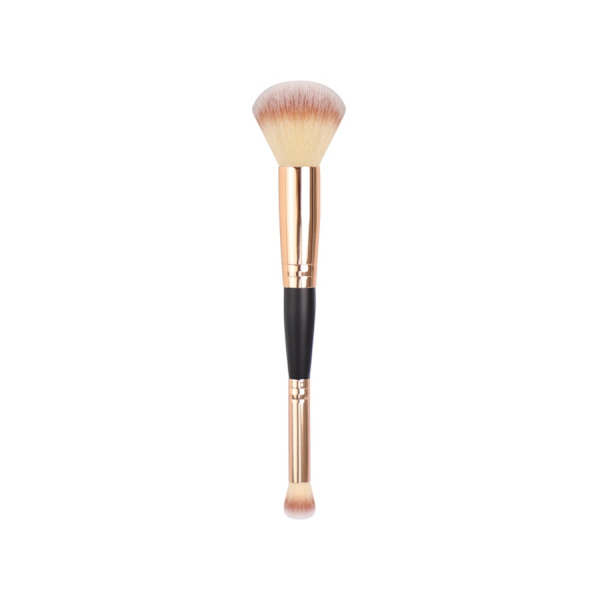 Enkelt dobbelthovedet makeupbørste PVC-materiale guld