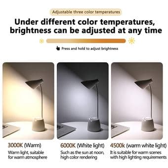 LED skrivebordslampe med 3 lysmoduser og trinnløs dimming - Delift - hvit 4000mAh