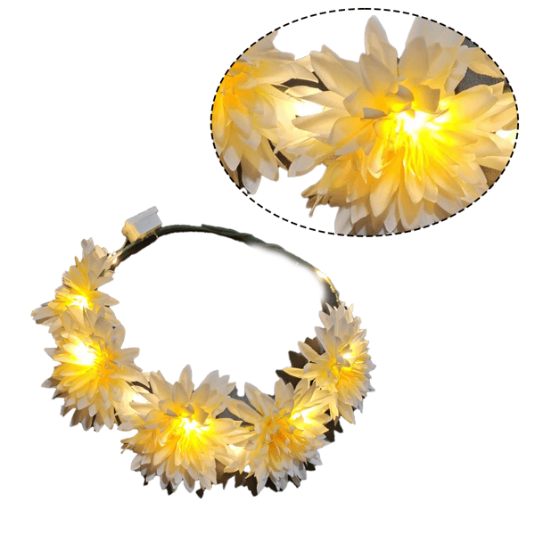 LED Blomsterkrone, Blomsterkrans Hodebånd Lysende LED Blomsterhodeplagg Blomsterhodeplagg, shape2