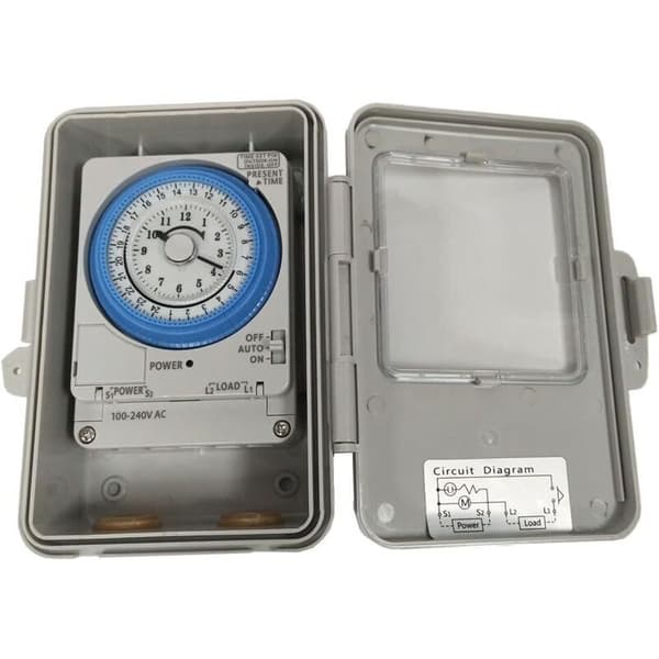 Mekanisk timer. Tidsafbryder. TB388. PC. Vandtæt. 24 timer. Dagligt programmerbar. Vandvarmer belysningstimer. AC 100-250V. 20A