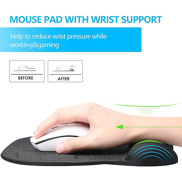 Musematte med håndleddsstøtte Ergonomisk musematte med håndleddsstøtte Komfortabel musematte for gaming/arbeid Minneskum Gel Datamusematte