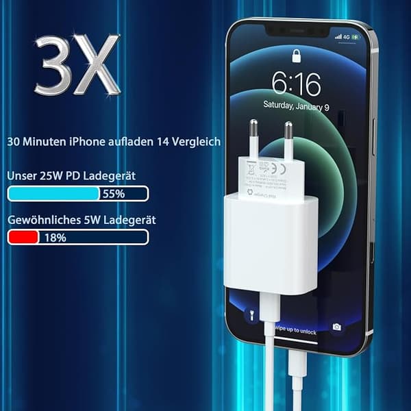 PD30W snabbladdningshuvud stöder Apple 15-16 serien