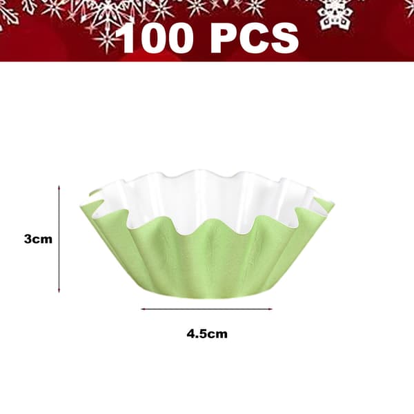 100 st blomformade kakformar belagda chiffonbrödsbas 4,5 cm * 3 cm hög, Grön