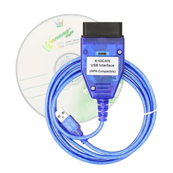 K+DCAN USB OBD2 Diagnostisk Kabel med Switch FT232RL Chip INPA Programmeringsscannerkabel til BMW Bildiagnose med Driver-CD