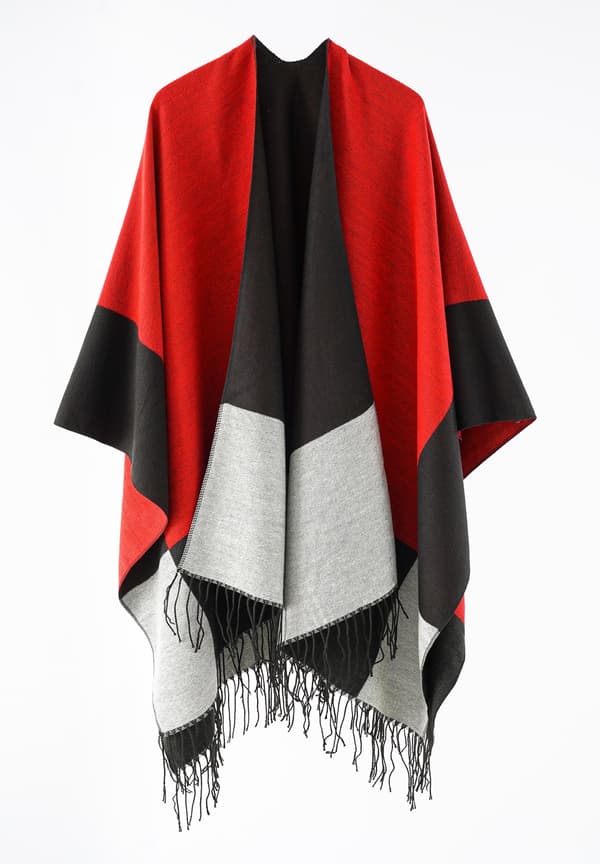 Dame Poncho Tørklæde Vinter Cardigan Oversized Cape Elegant Poncho
