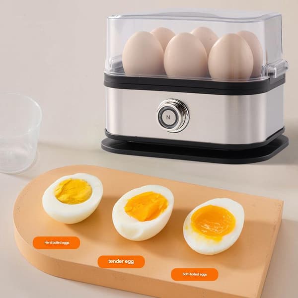 Eggkoker i rustfritt stål, kan koke 6 egg, kjøkken eggdamper