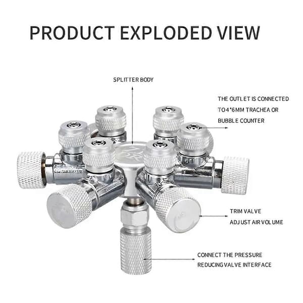 Ny akvarium Multi Way CO2-distributör Splitter Nålventil, backventil bubbelräknare för solenoid