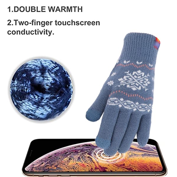 Dame Piger Touch Screen Vinterhandsker Bløde Varme Strikkede Votter Handsker, Style 2