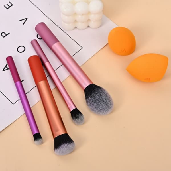 Makeup børstesæt med øjenskyggeprimer, blush og concealer 6-delt sæt