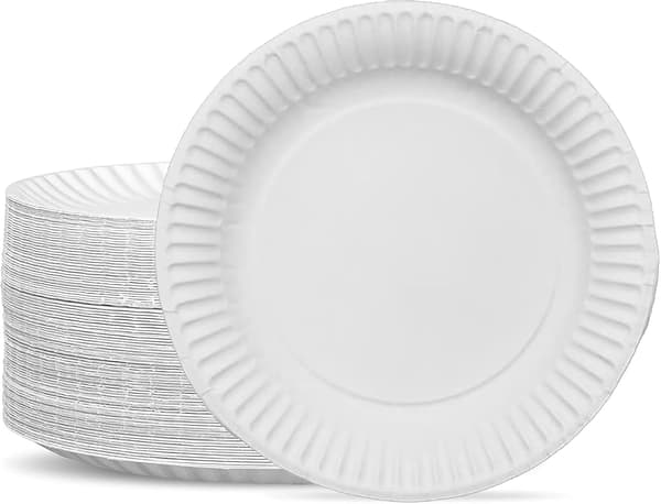 100 Papperstallrikar 23cm - 9 tum Papper, Engångs, Fest