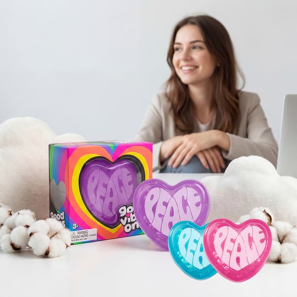 Fred Hjerte Glitter Squishy Stressbold, Blødt TPR Klemmelegetøj til Angstlindring