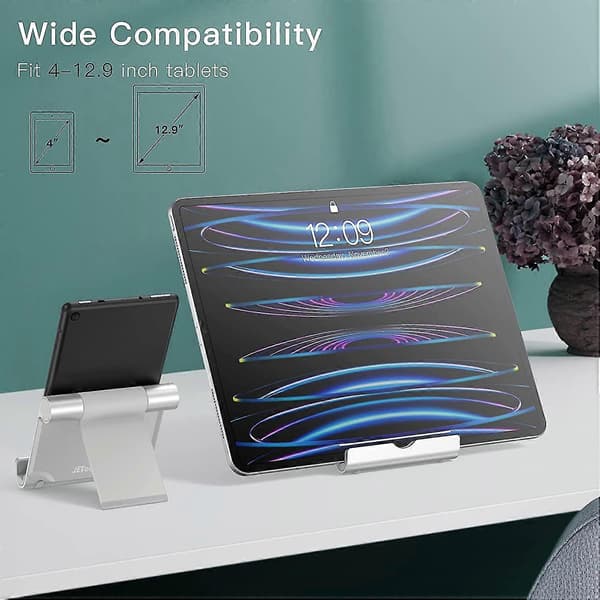 Justerbart foldbart tabletstativ, kompatibelt med 4-12,9 tommer iPad og tablets
