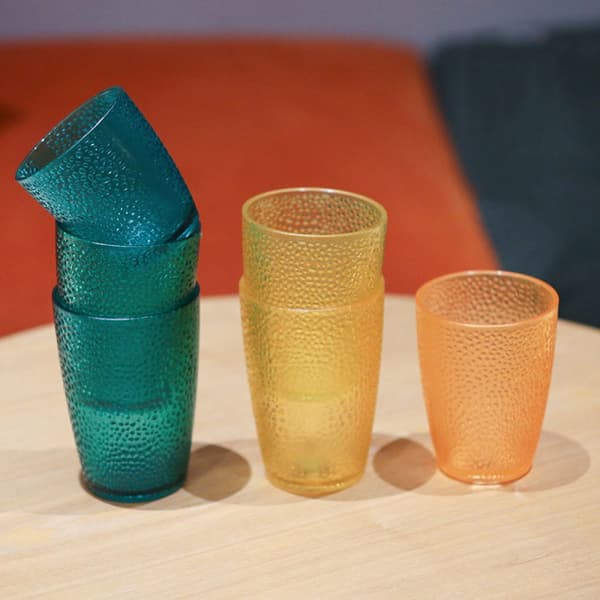 Drikkeglass sett, stablebare vannglass sett, blir plastglass