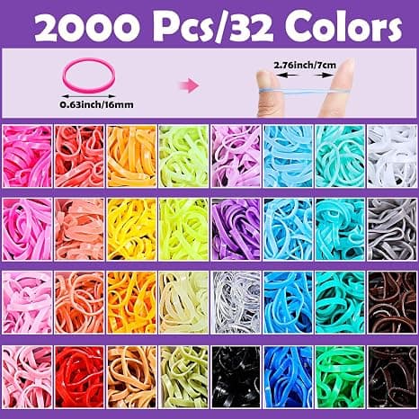 32 färger små hårgummiband 2000 st elastiska snoddar, minisnoddar med elastisk sax, hårtillbehör julklappar för flickor bebisar småbarn barn
