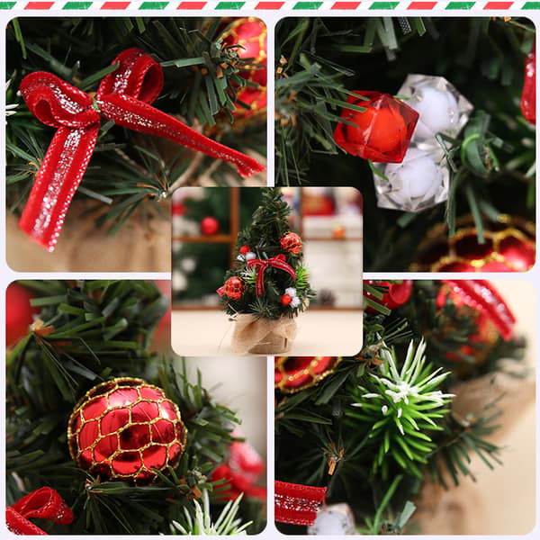 2 st Mini julgran, julbordsdekorationer, röd