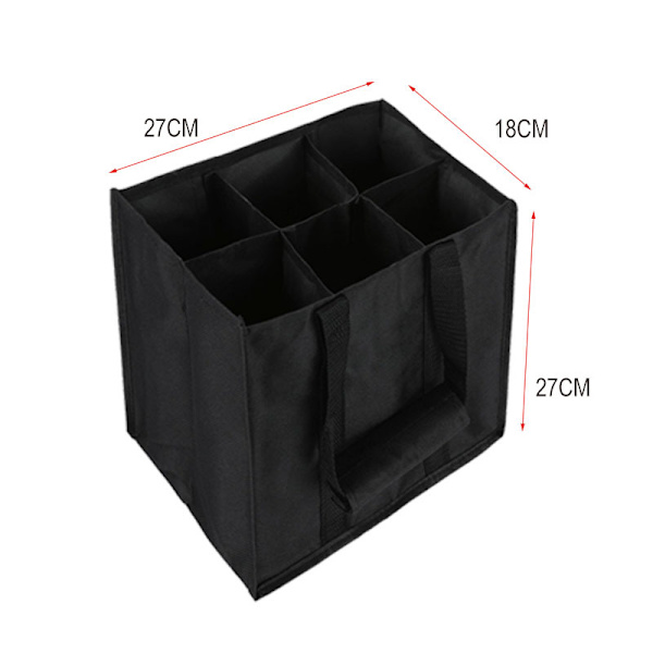 Pullokassi (6 pullolle) – Musta, 25 cm x 17 cm x 27 cm