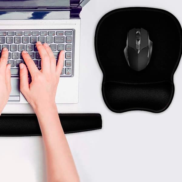 2 stk. musematte med håndleddsstøtte Ergonomisk musematte, Lycra-stoff, sklisikker base, håndleddsstøtte